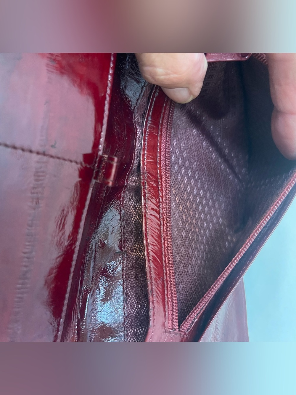 Vintage Eel Skin Burgundy Wallet EUC - Picture 11 of 11